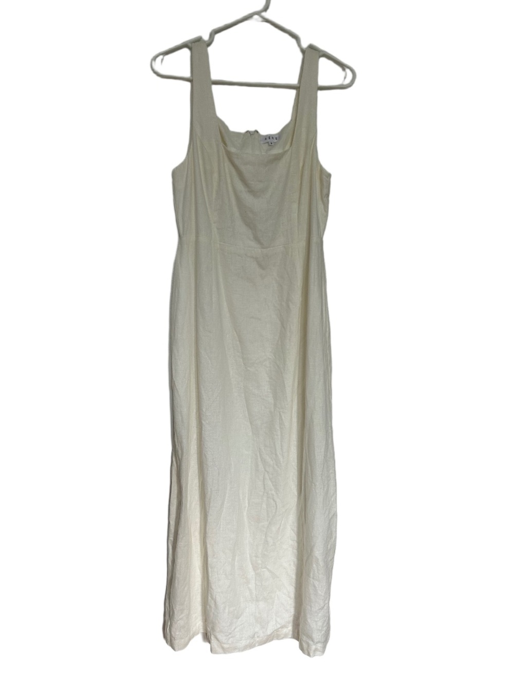 Aere Sleeveless Cream Linen Maxi Dress with Scoop Neck